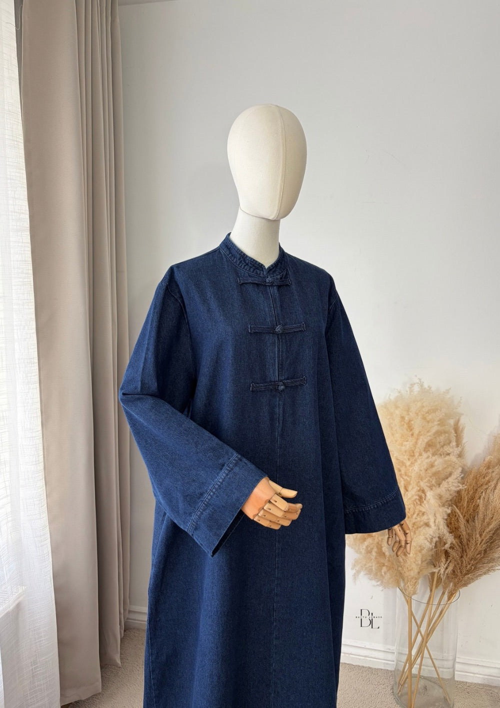 Asian-Inspired - Oversized Denim Abaya 100% Cotton