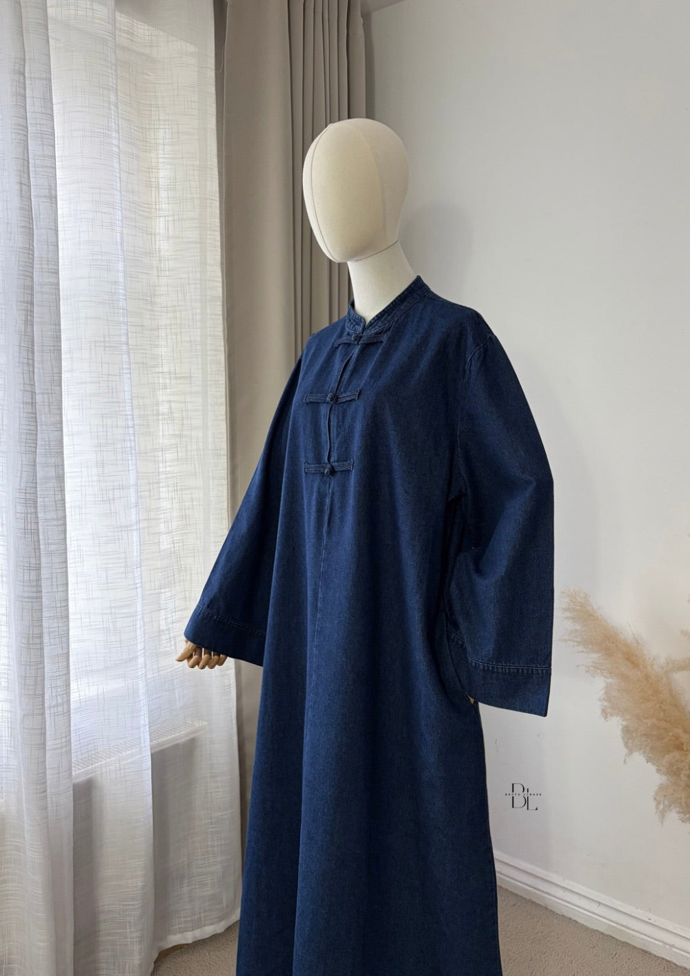 Asian-Inspired - Oversized Denim Abaya 100% Cotton