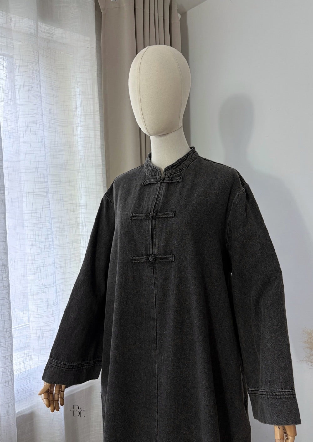 Asian-Inspired - Oversized Denim Abaya 100% Cotton