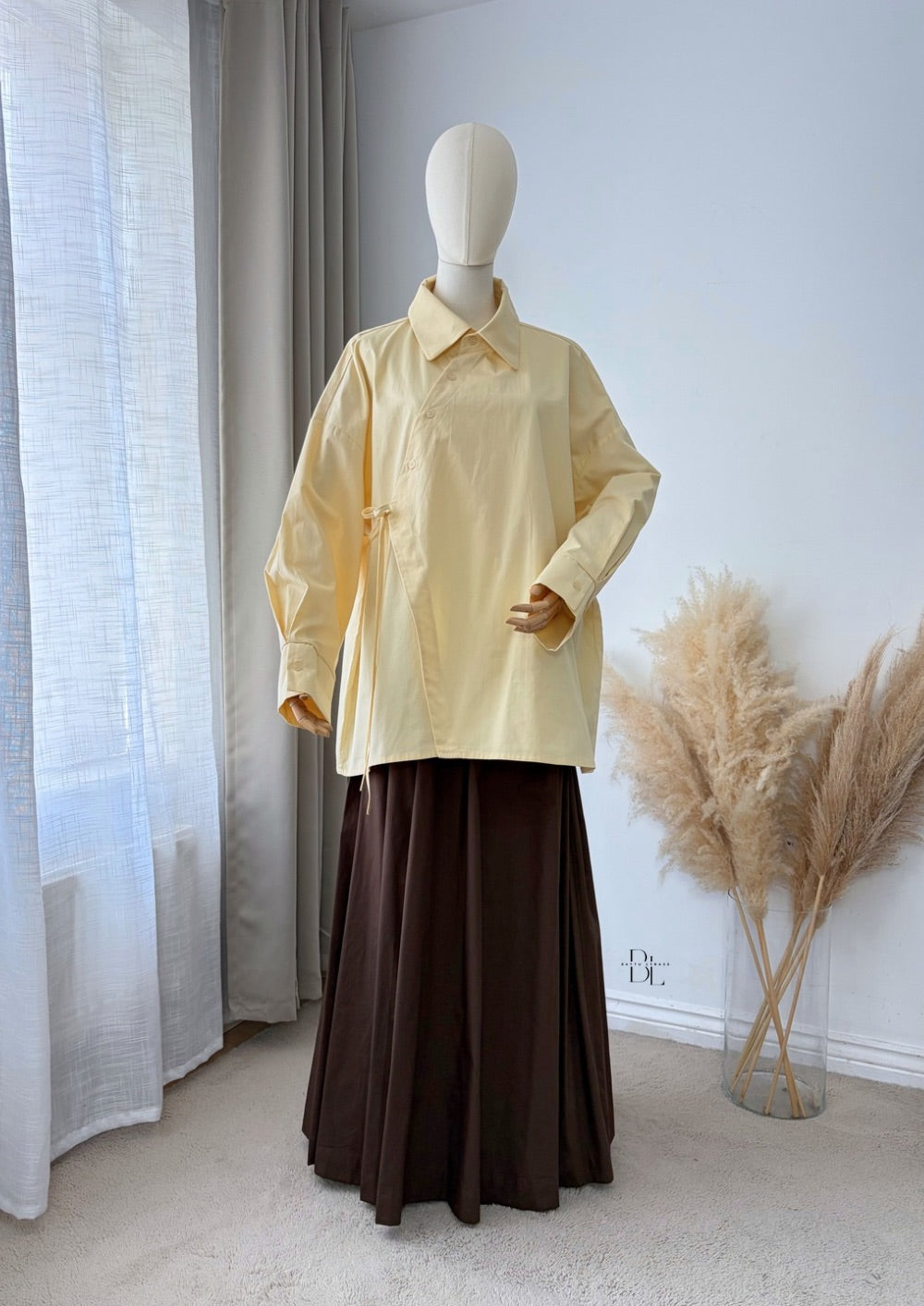 Modest Wrap Shirt Women's Cotton Top – Asymmetric Blouse