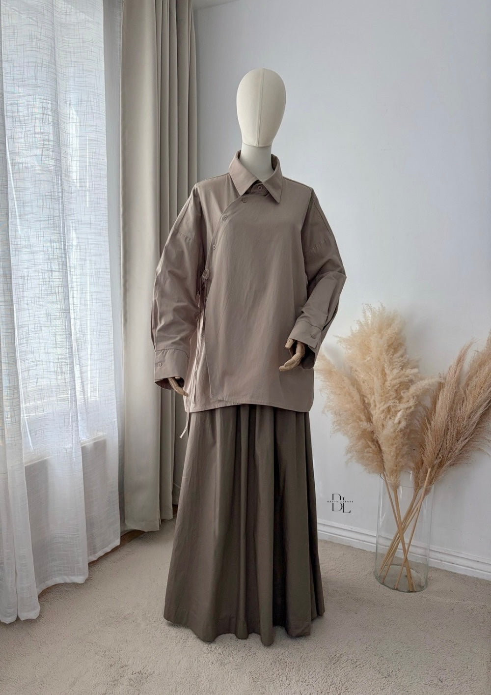 Modest Wrap Shirt Women's Cotton Top – Asymmetric Blouse