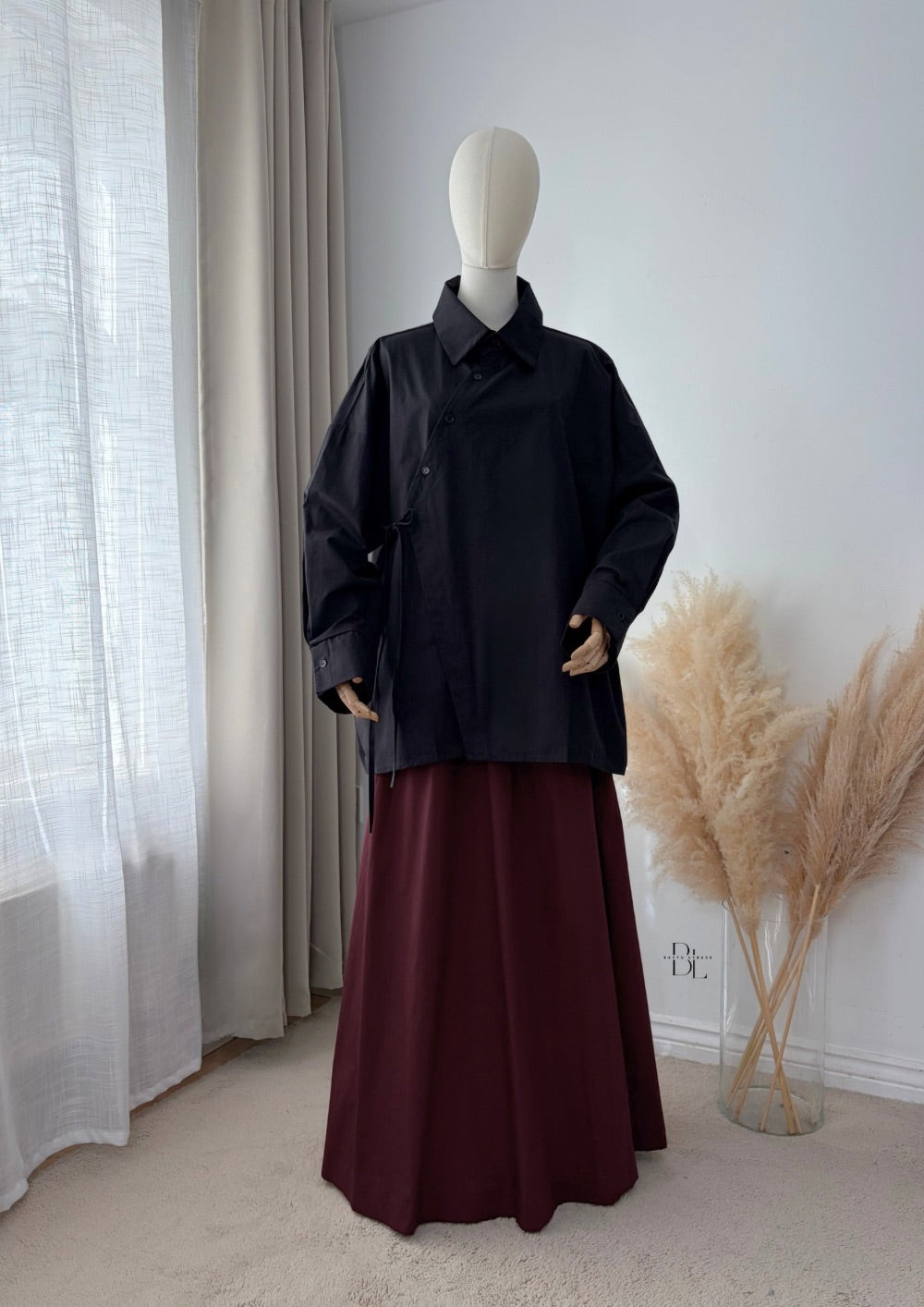 Modest Wrap Shirt Women's Cotton Top – Asymmetric Blouse