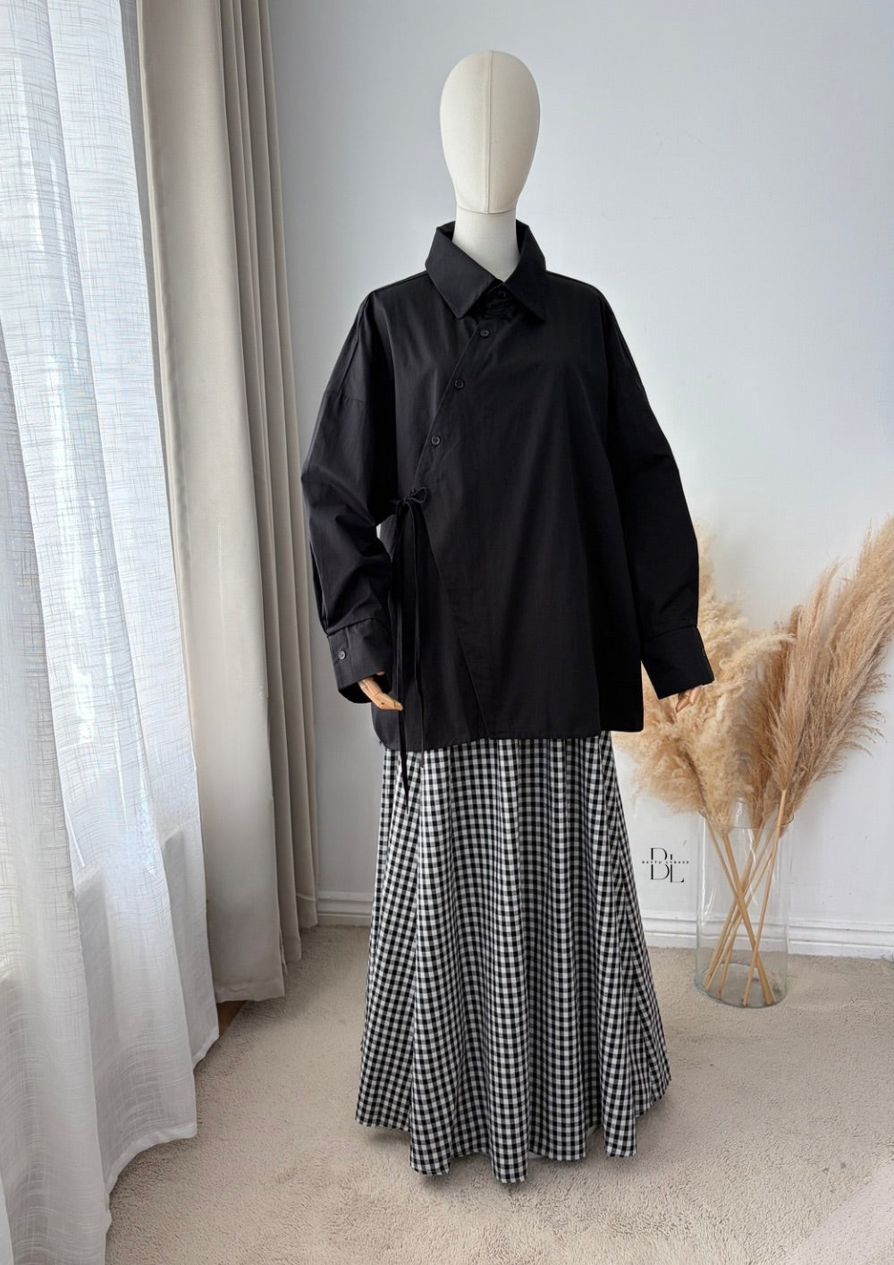 Modest Wrap Shirt Women's Cotton Top – Asymmetric Blouse