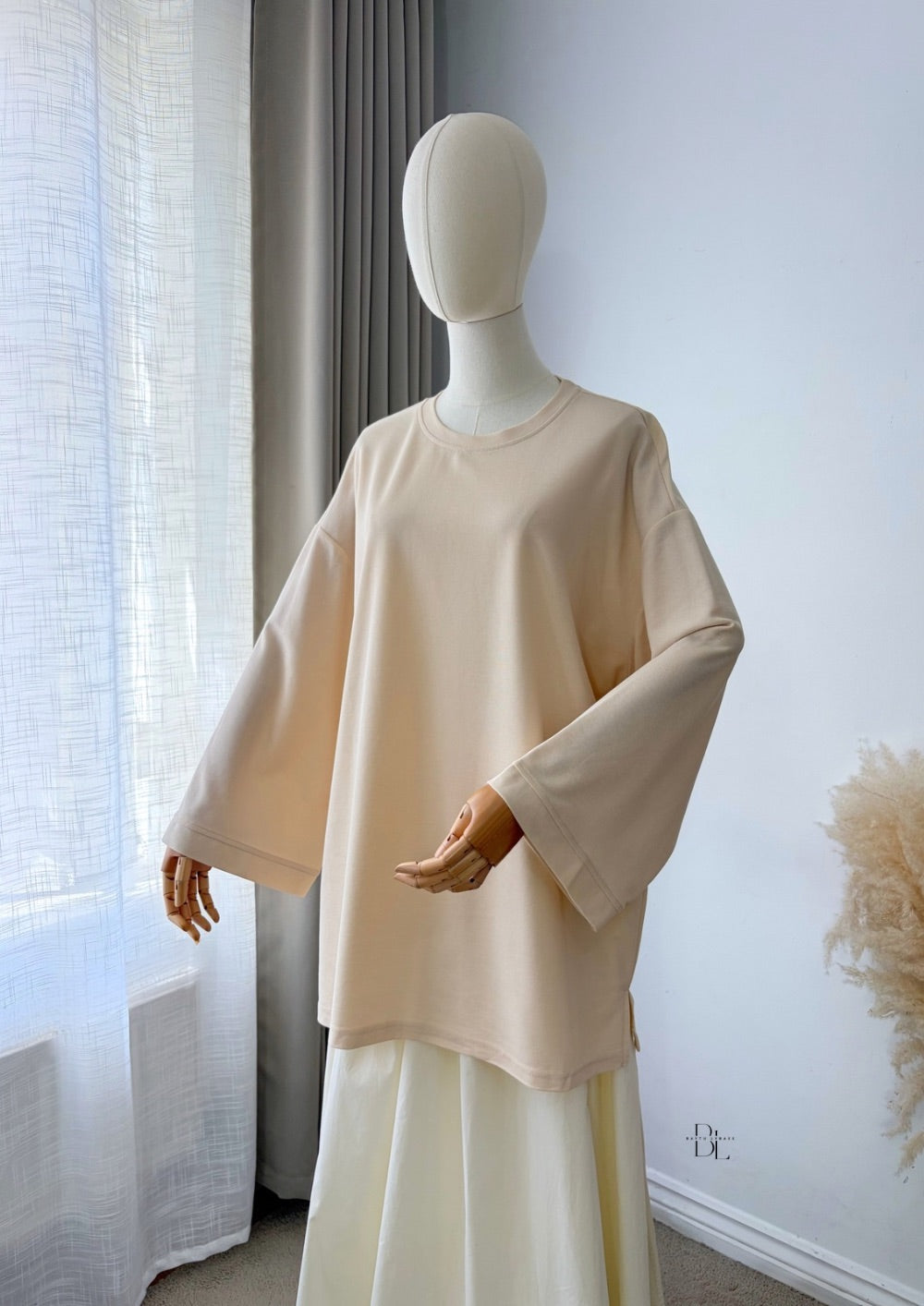 Premium Oversized Polo Cotton Blend Top for Women | Modest Long Sleeve Everyday Top