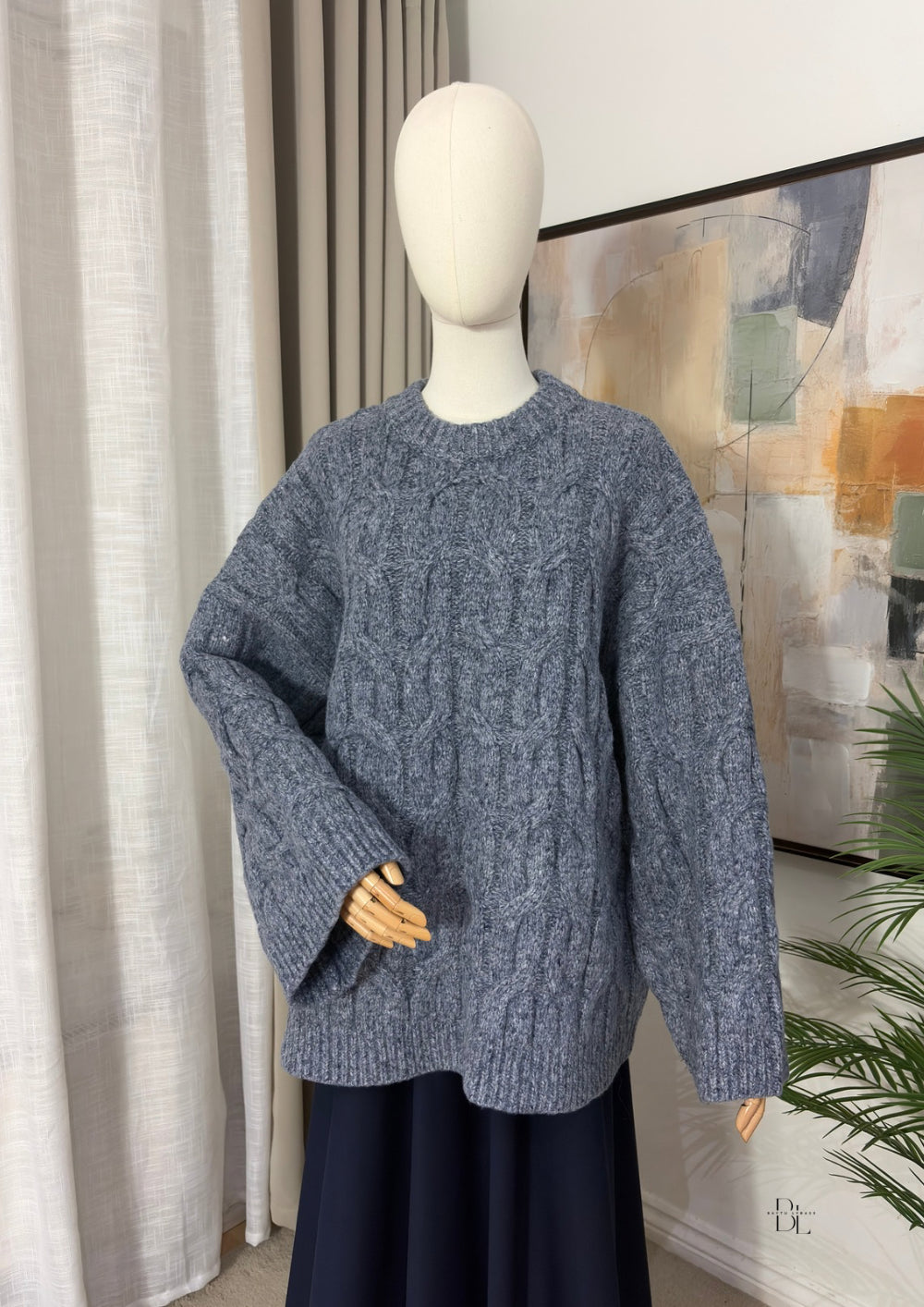 Women’s Oversized Chunky Cable Knit Jumper – Extra Warm Wide Sleeve Knit