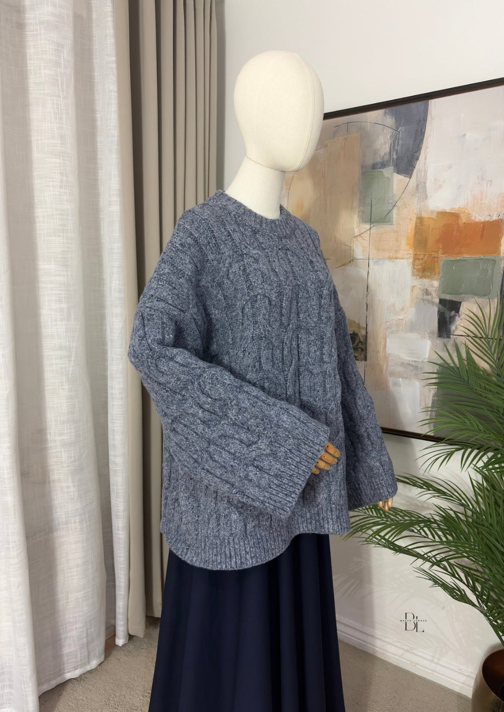 Women’s Oversized Chunky Cable Knit Jumper – Extra Warm Wide Sleeve Knit