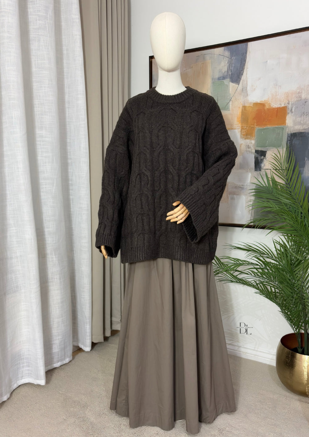 Women’s Oversized Chunky Cable Knit Jumper – Extra Warm Wide Sleeve Knit