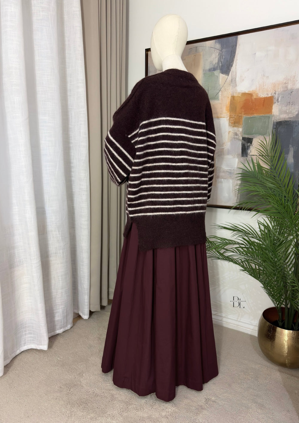 Women’s Oversized Striped Jumper – Balloon Sleeve Soft Knit