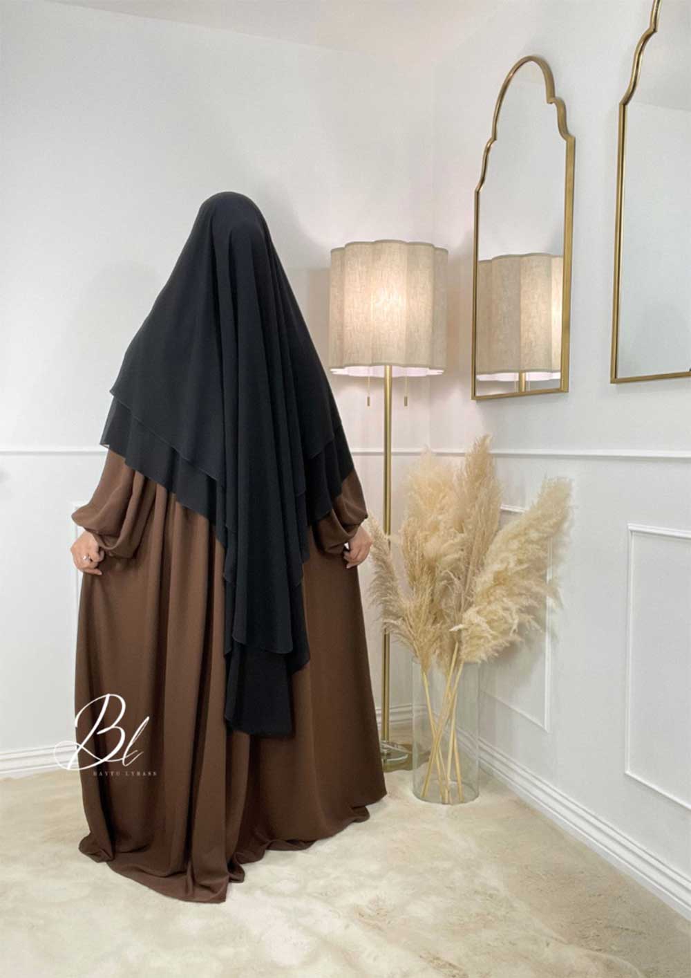 abaya-amira-marron-soie-de-medine-baytu-lybass.