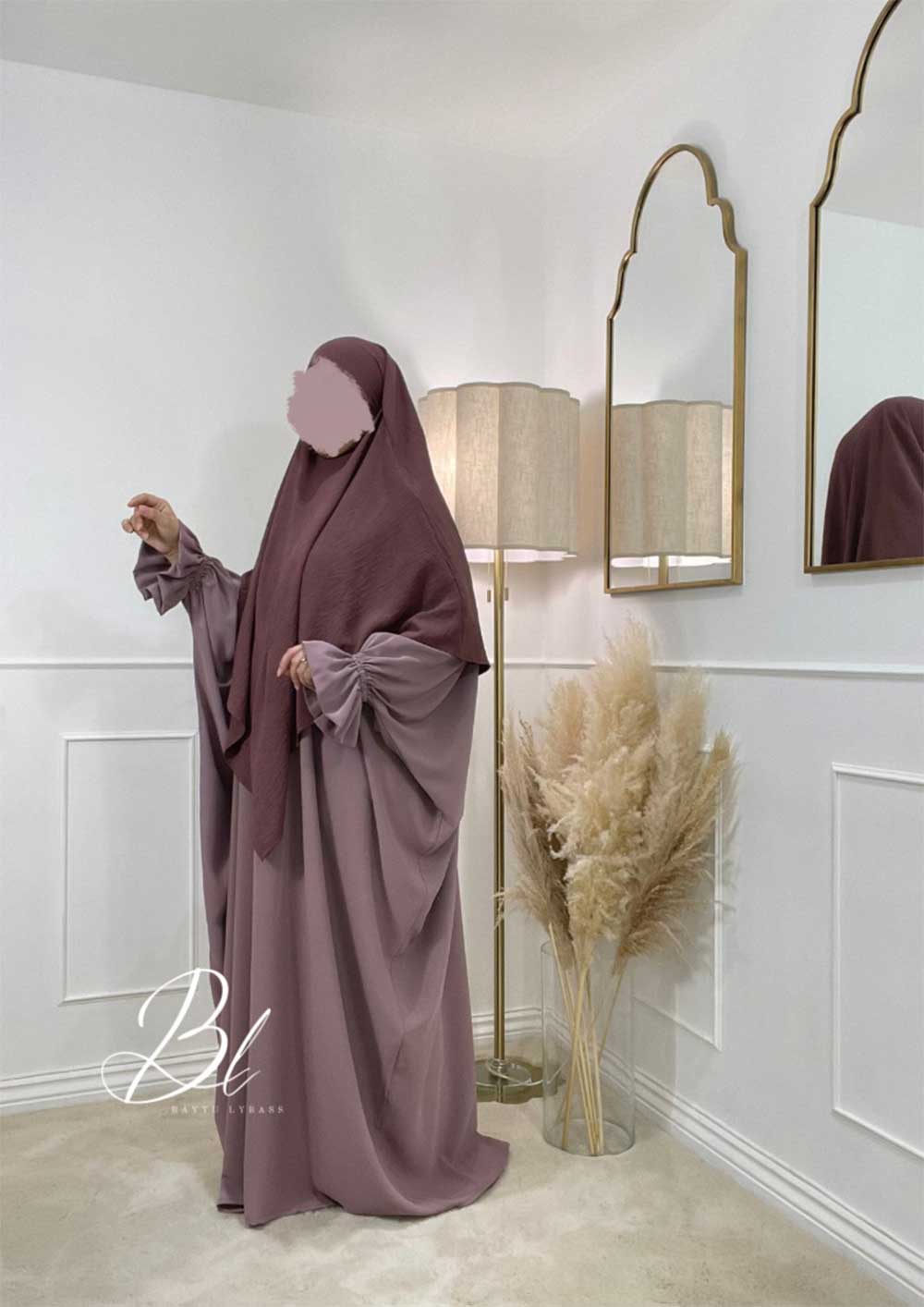 abaya-butterfly-parme-soie-de-medine-khimar-wafa-bois-de-rose-jazz-baytu-lybass