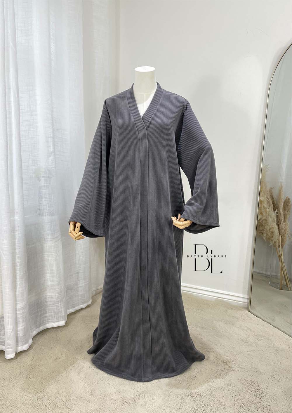 abaya-sofia-velours-cotele-gris-baytu-lybass