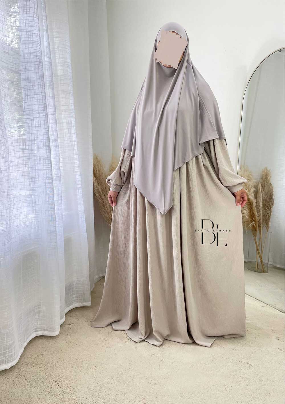 khimar-jersey-premium-gris-clair-abaya-maya-creme-allaitement-jazz-baytu-lybass