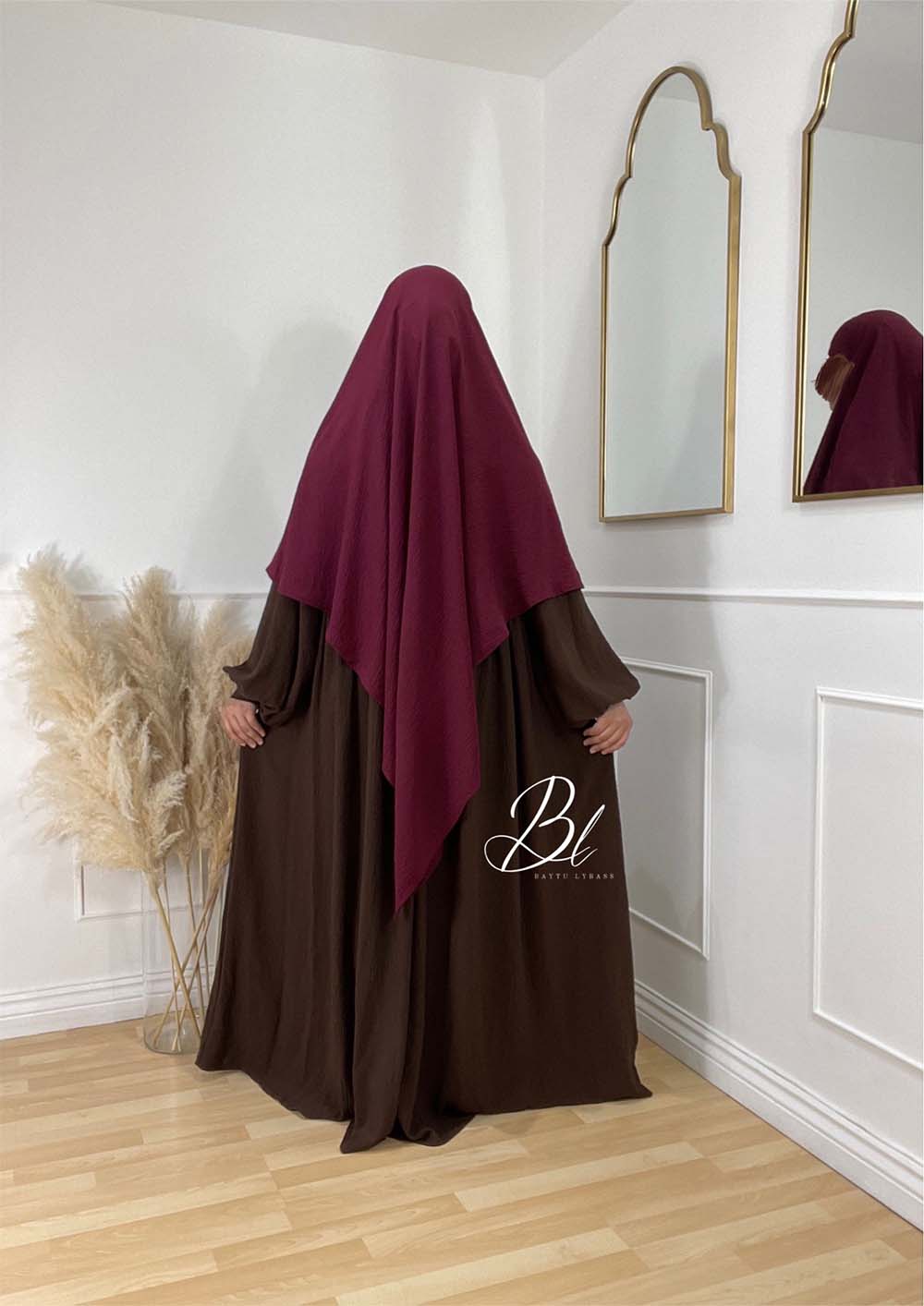 khimar-wafa-bordeau-jazz-abaya-maya-marron-fonce-jazz-allaitement-baytu-lybass-2