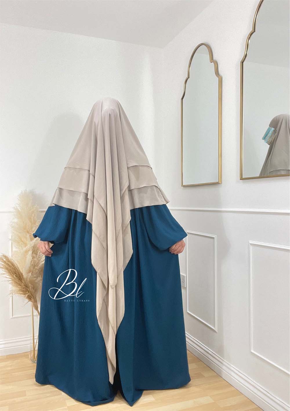 khimat-malikat-3-voiles-nude-mousseline-abaya-maya-jazz-bleu-canard-baytu-lybass-4